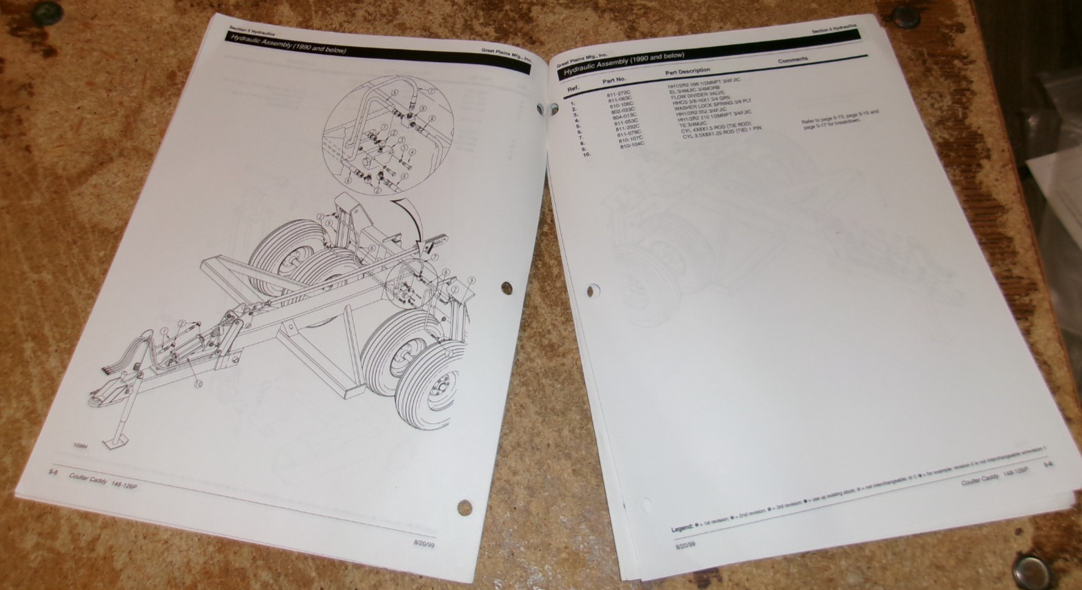 1999 great plains coulter caddy parts manual new