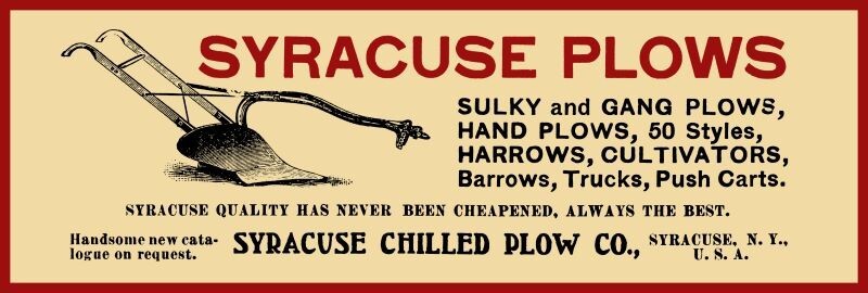 Syracuse Chilled Plow Co. of New York NEW Sign: 12×36&Prime; USA STEEL XL Size, 4 lbs