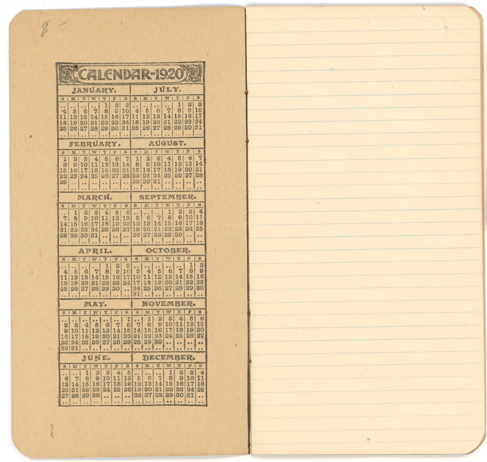 1920 SOUTH VERNON VT QUINNIPIAC FERTILIZERS NATIVE DUNKLEE CALENDAR NOTEPAD F18