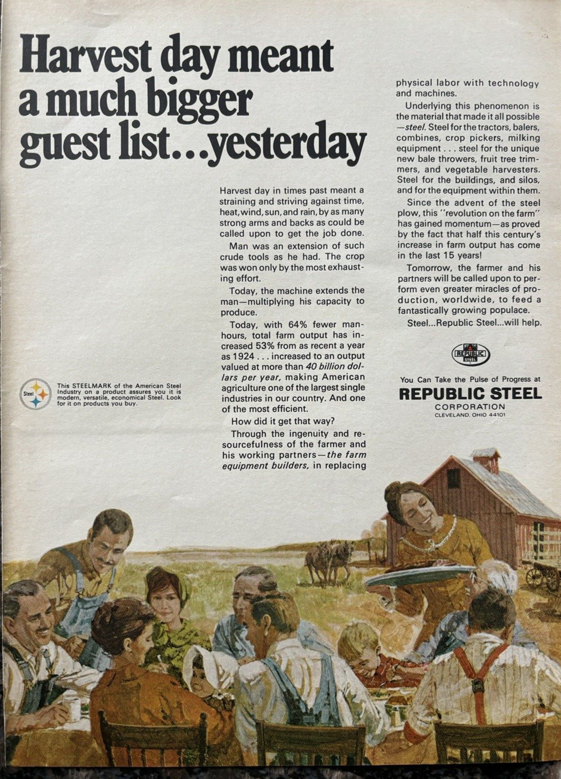 Republic Steel Corporation Cleveland Ohio American Steel Vintage Print Ad 1967