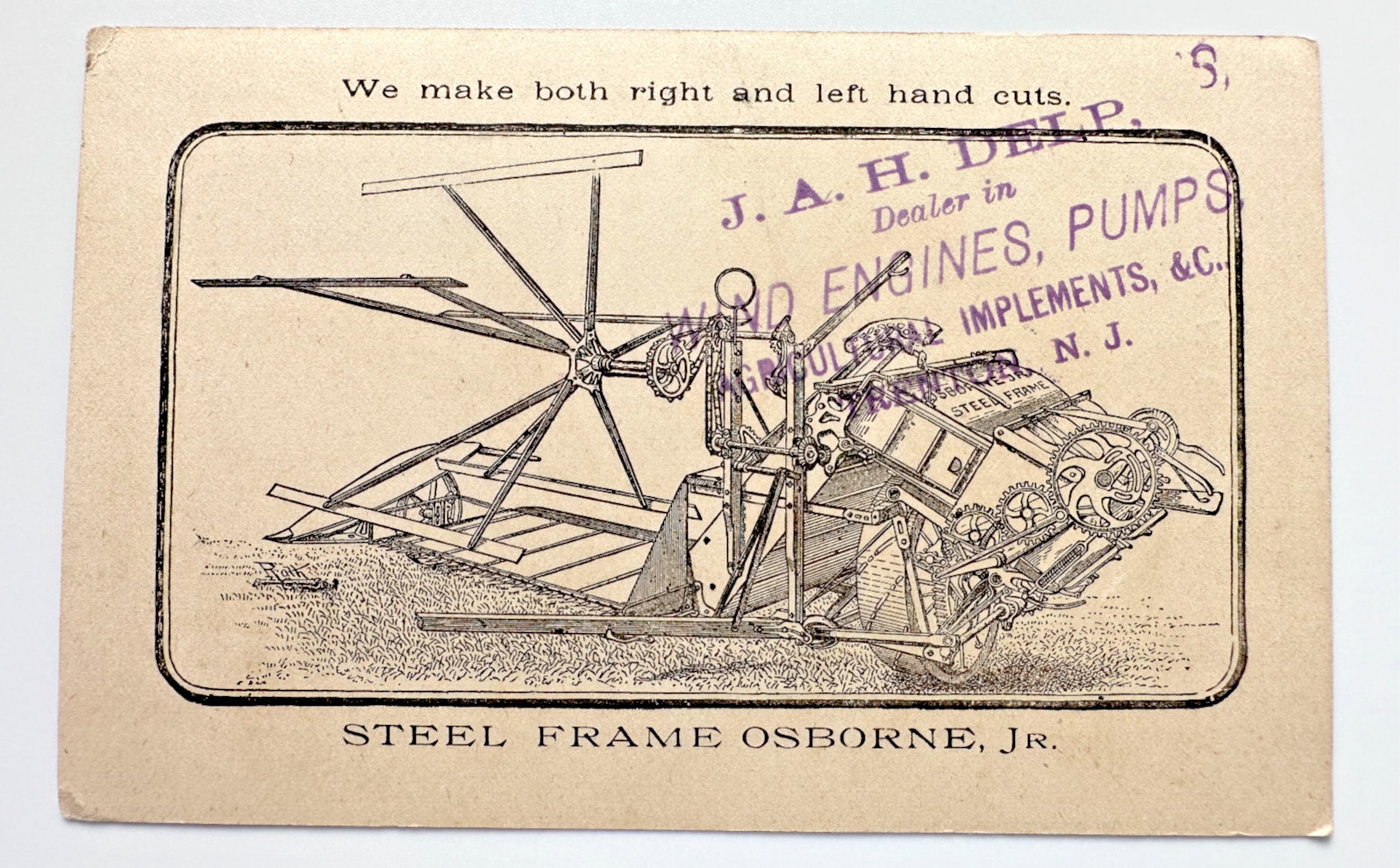 D. M. OSBORNE & CO. HARVESTING MACHINERY: VICTORIAN TRADE CARD: PASTORAL SCENE