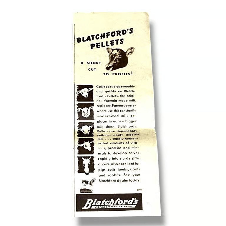 1930s Vintage Ad Blatchfords Pellets Farming Livestock K