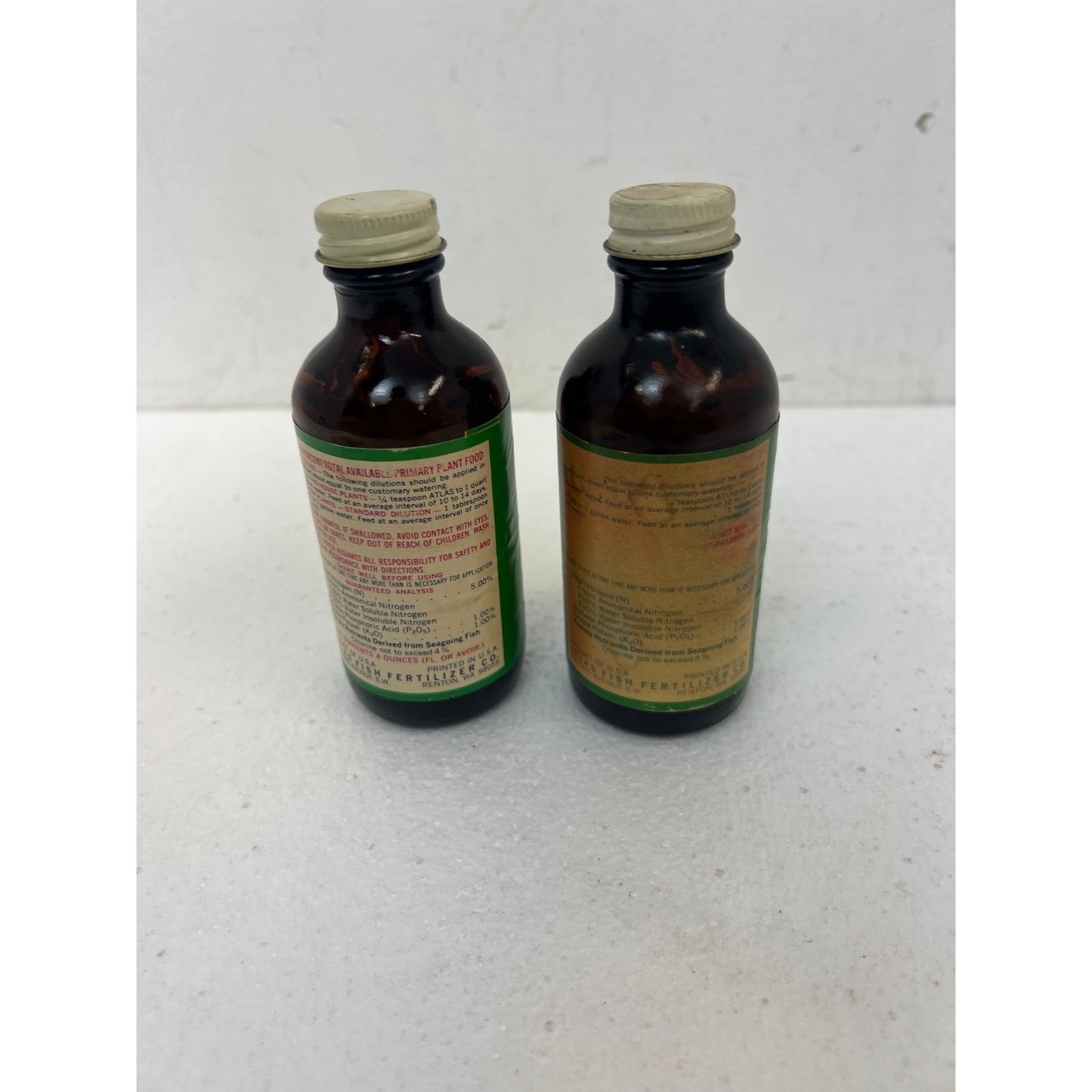 Vintage Atlas Fish Emulsion Fertilizer Bottles & Tablets Pet Supply Aquarium Lot