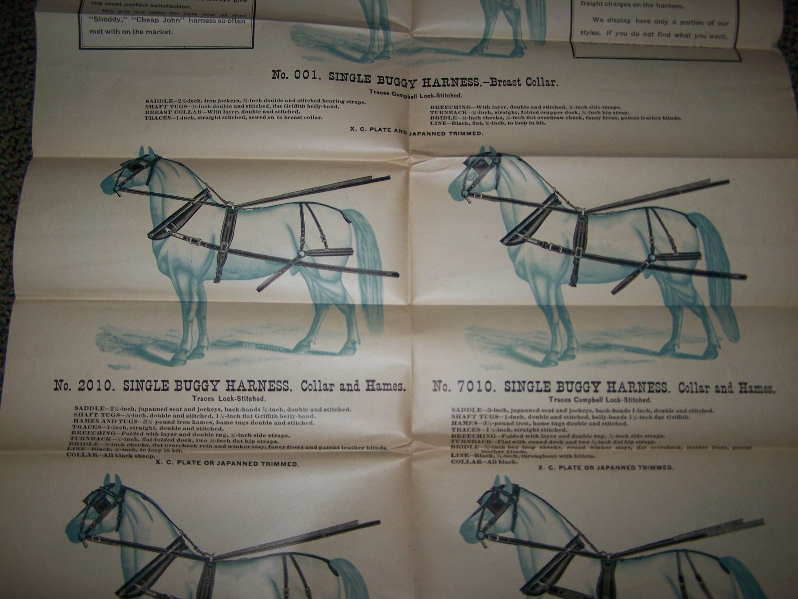 BANNER HARNESS Horse Farm Implement Sales POSTER Horse Drawn Implement Buggy WOW