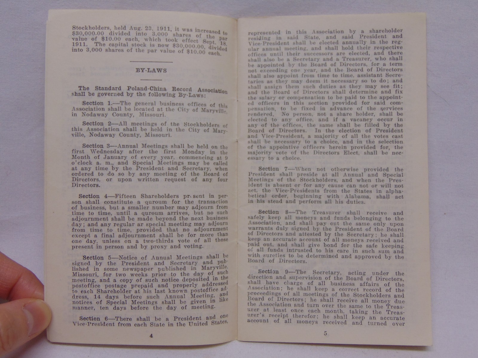 VINTAGE FARM BOOKLET CONSTITUTION & BY LAWS OF STANDARD POLAND-CHINA ASSOCIATION