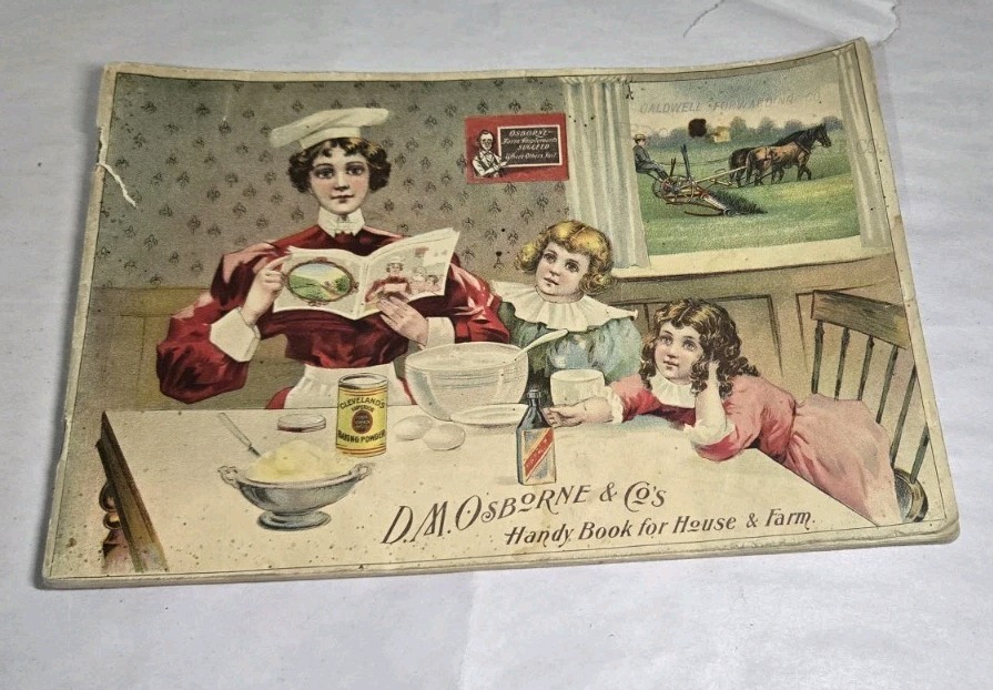Rare 1890s D.M. OSBORNE & CO Handy Book For House & Farm Implements & Recipes