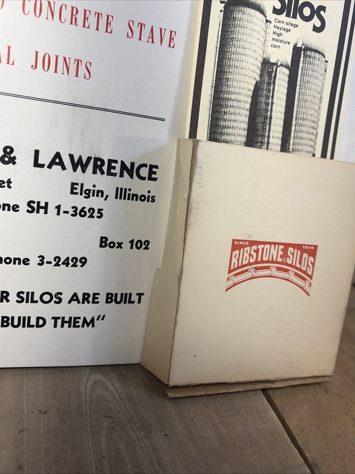 Vintage Brochure Counter Display Sign Ribstone Farm Silo Ph 3-2429 Illinois Ohio