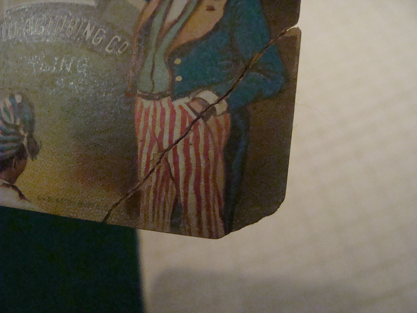 vintage Mechanical TradeCard: KEYSTONE w Farming items; UNCLE SAM showing world