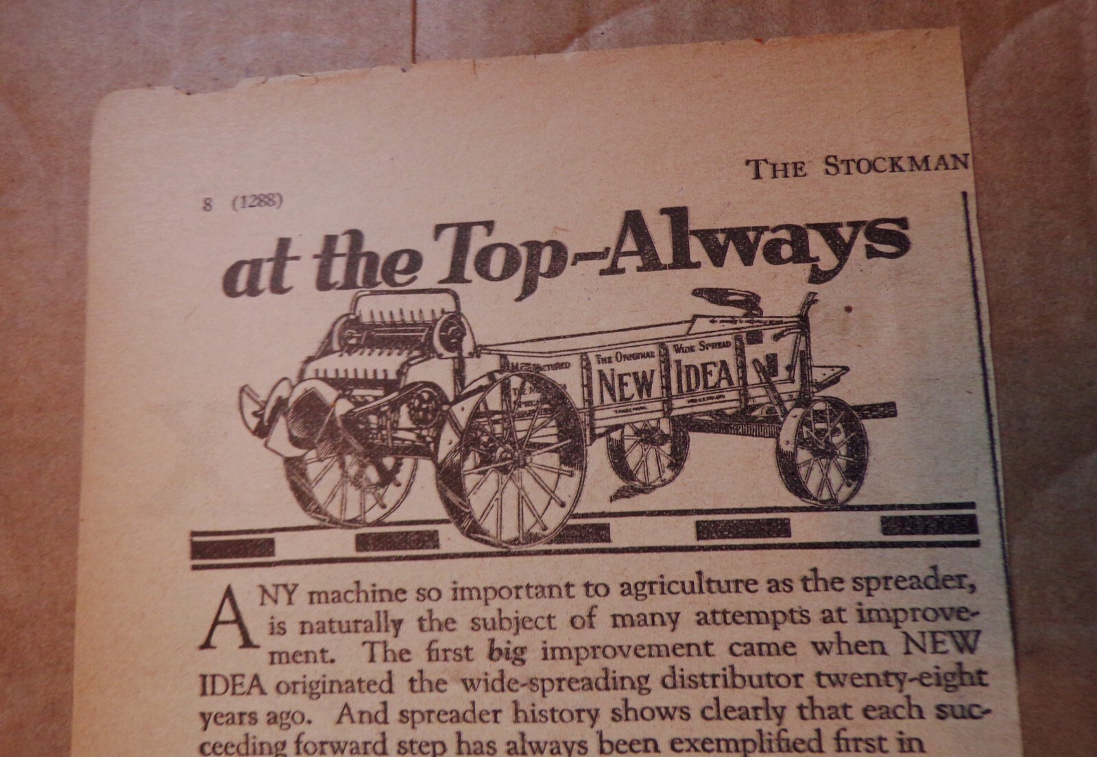 1927 New Idea Spreader Farm Equipment Machinery Agriculture Vintage Magazine Ad