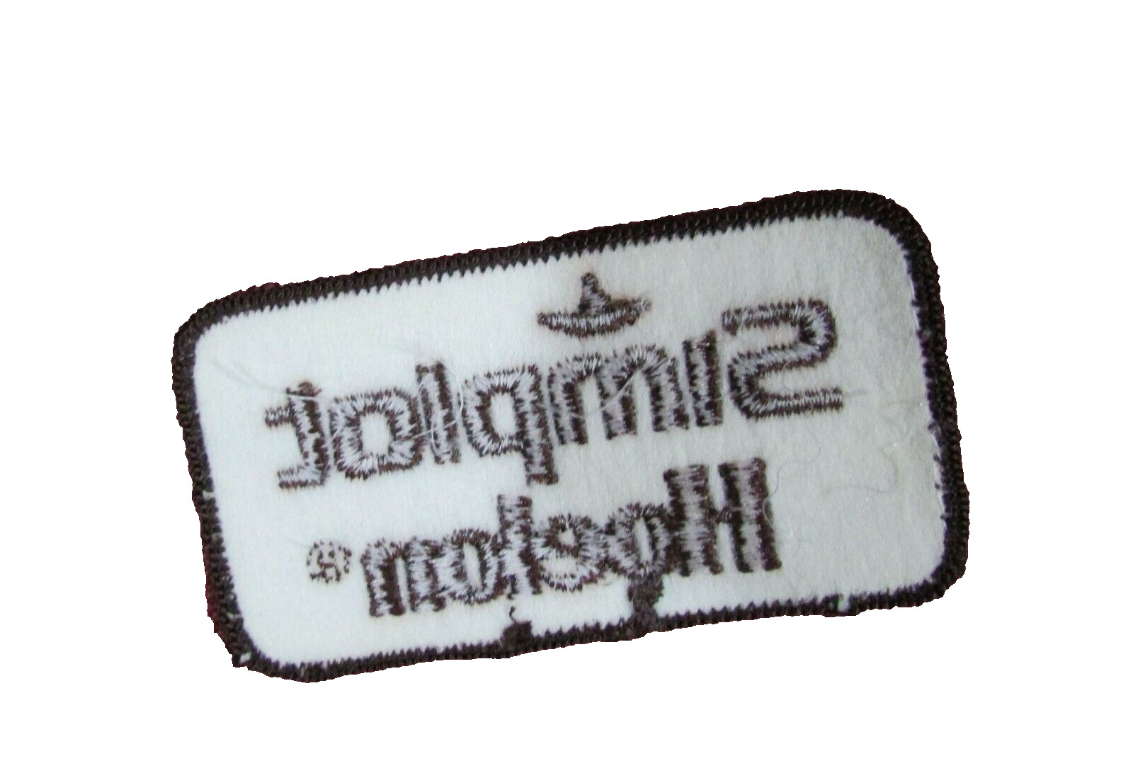 Vintage 80s Simplot Hoelon Fertilizer White Rectangle Embroidered Farm Hat Patch
