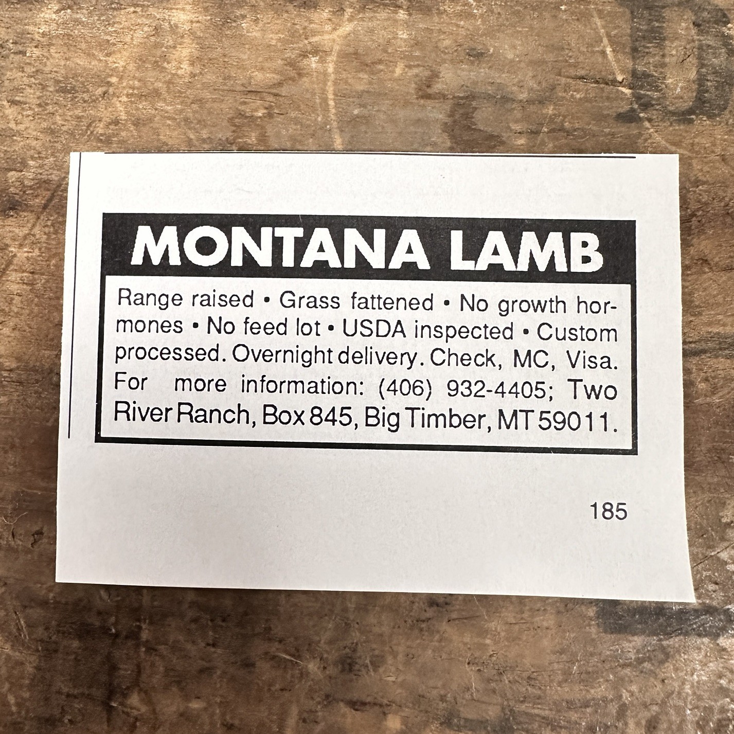 Two River Ranch Montana Lamb Vintage Print Ad Big Timber MT Farm Advert