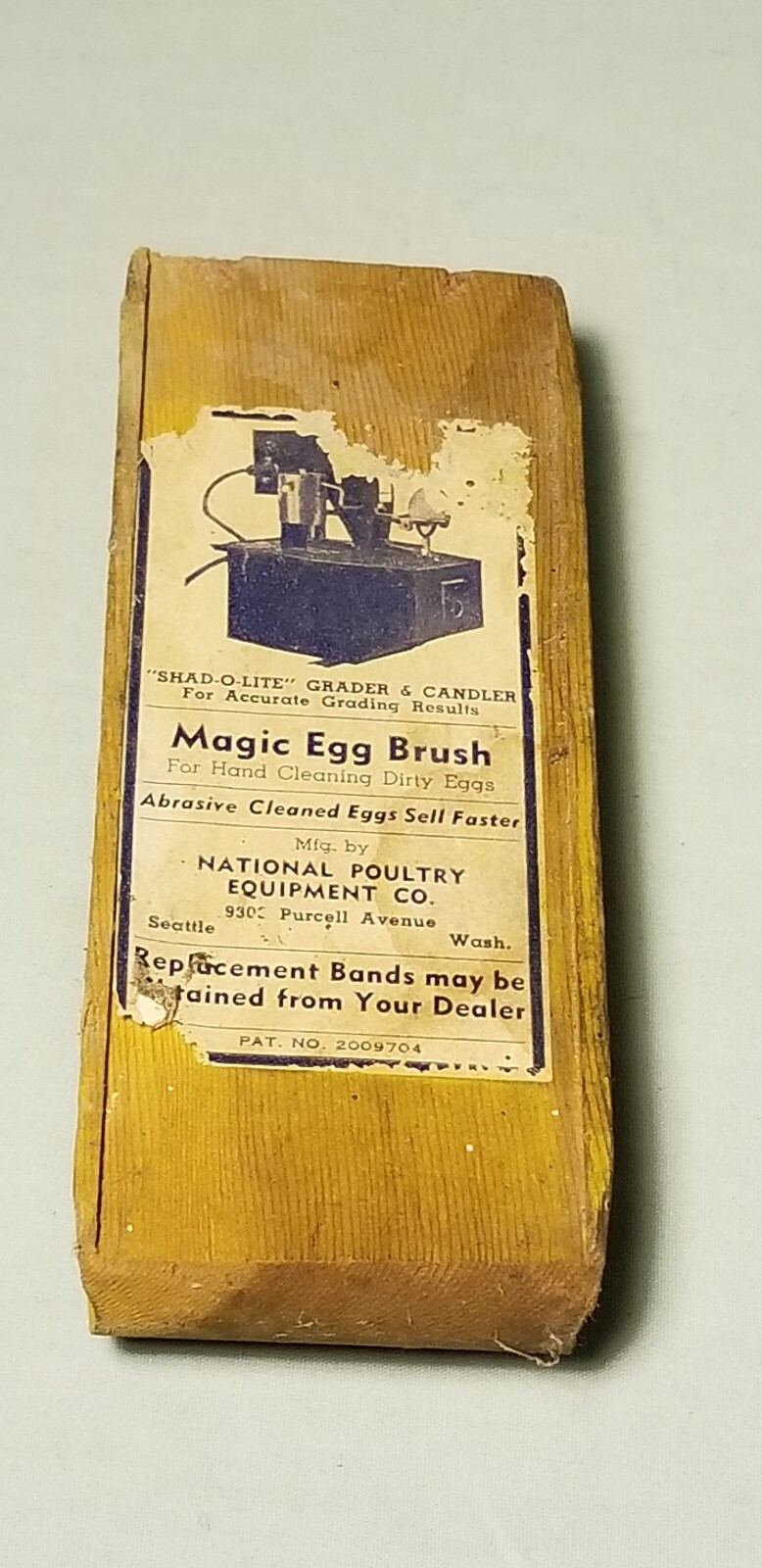 Vtg advertising Magic Egg Brush National Poultry Equipment Shad-O&rsquo;Lite americana