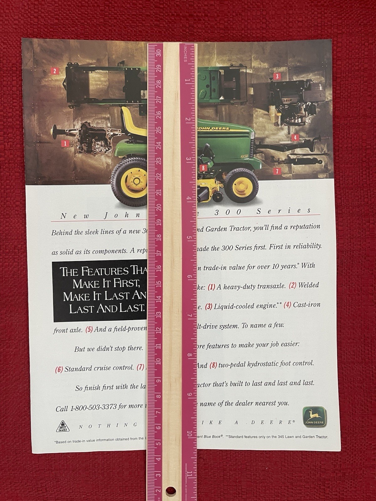 Vintage 1995 John Deere 300 Series Garden Tractor Riding Lawn Mower Print Ad