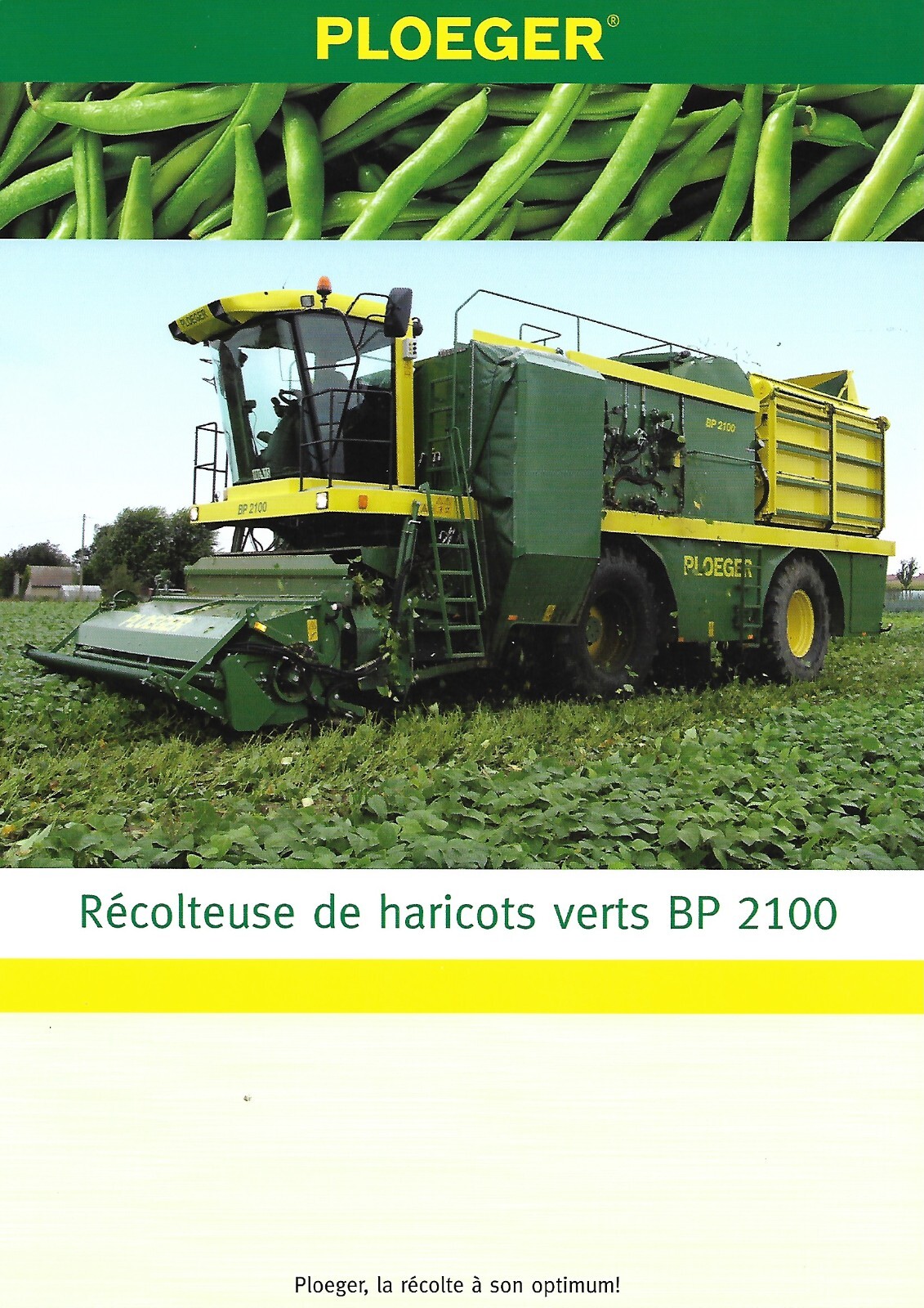 Farm Harvester Brochure – Ploeger – BP 2100 – Green Bean – FRENCH lang (F8596)
