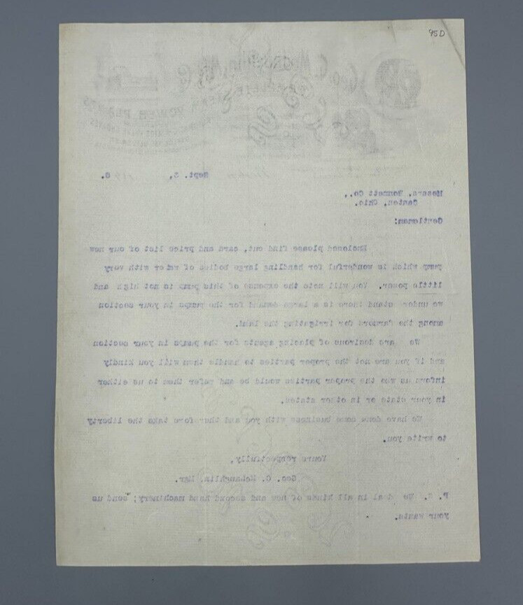 1896 McLaughlin STEAM POWER ENGINES Acme Oil Farm Advertising Letter Boston