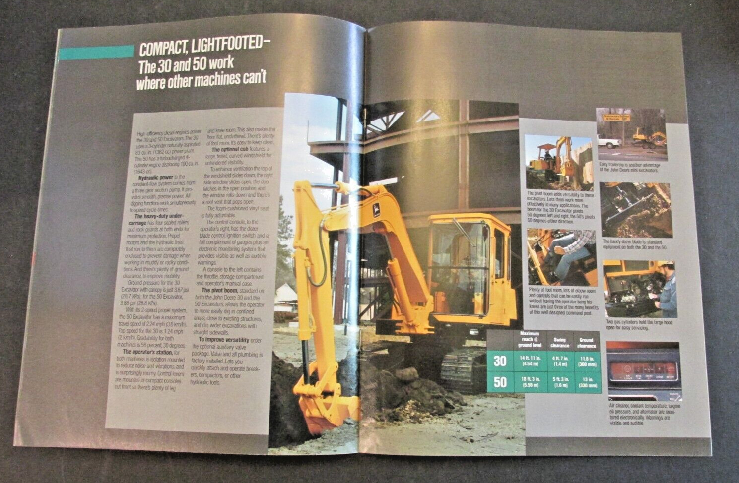 JOHN DEERE MINI EXCAVATORS 30 50 70 SPECTIFICATIONS Dealer AD CATALOG