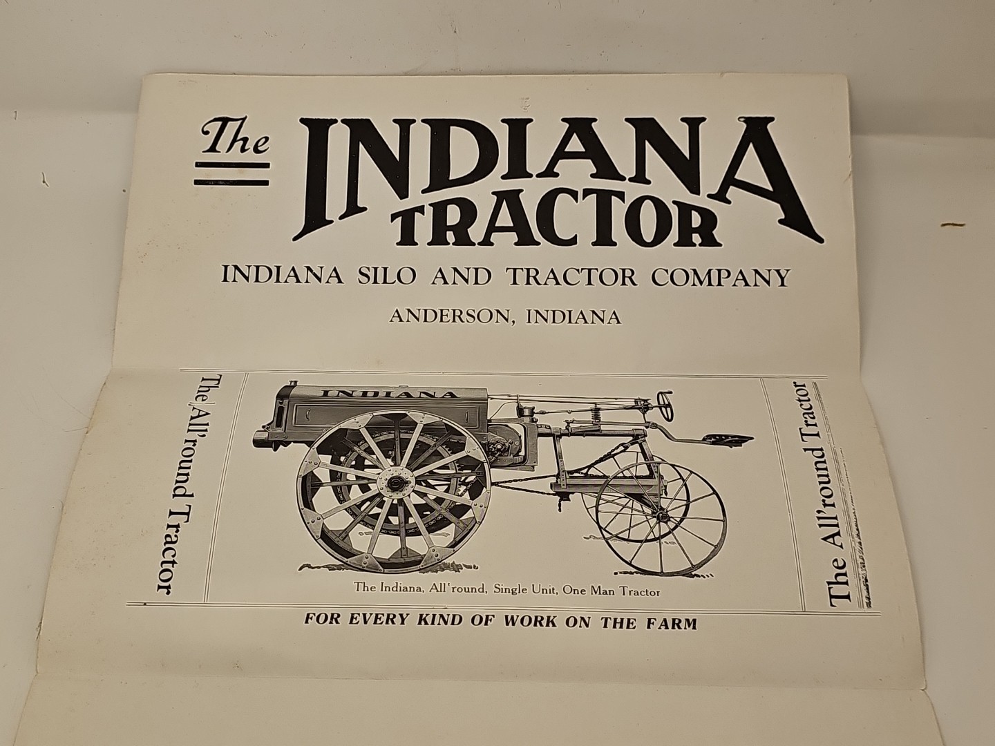 indiana tractor brochure and letter gas engine farm hit miss etc