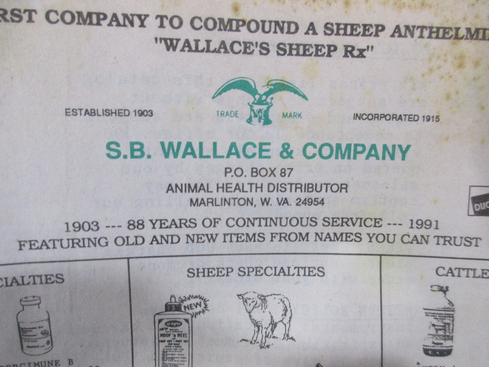 S B Wallace & Co Animal Health Distributor Catalog Marlinton W Va (b)