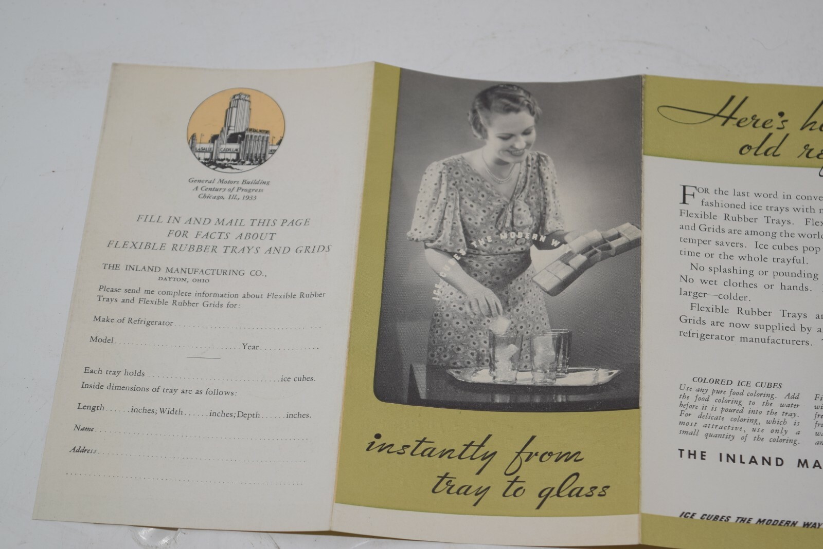 Vintage 1933 Chicago Worlds Fair Sales Brochure – Inland Mfg. Co.-Ice Cube Trays