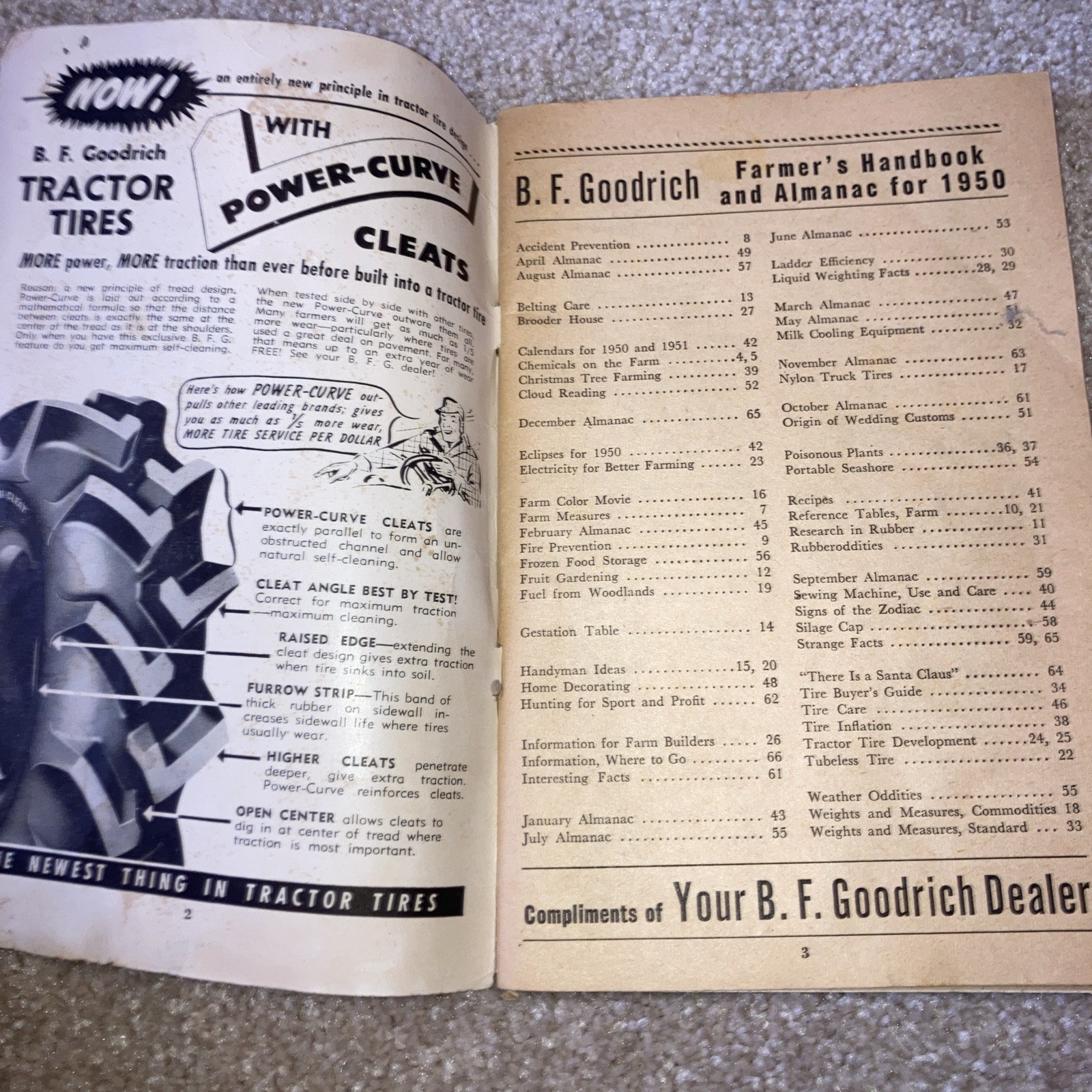 B F Goodrich 1950 Farmers Handbook Almanac BF Goodrich / Pace Serv Malvern Iowa