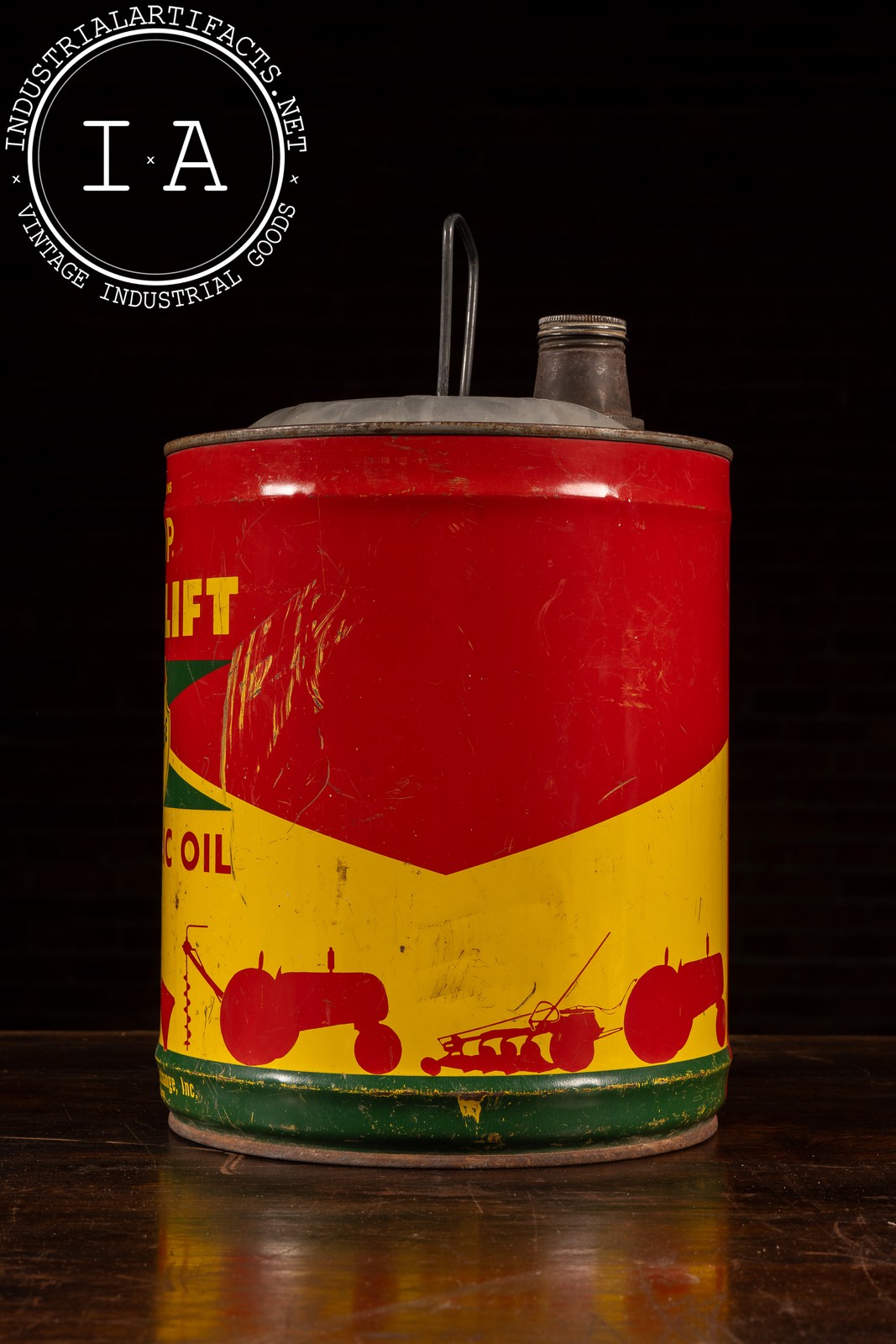 Vintage Tin Litho Famer&rsquo;s Union Co-Op « Qwiklift » 5-Gal. Hydraulic Oil Can