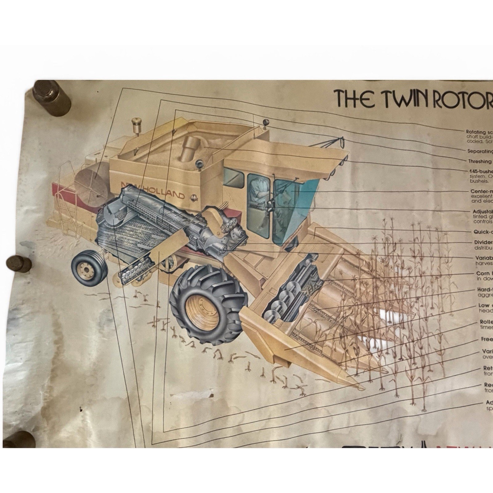 Vintage Sperry New Holland Twin Rotor Combine Agriculture Large Dealer Poster