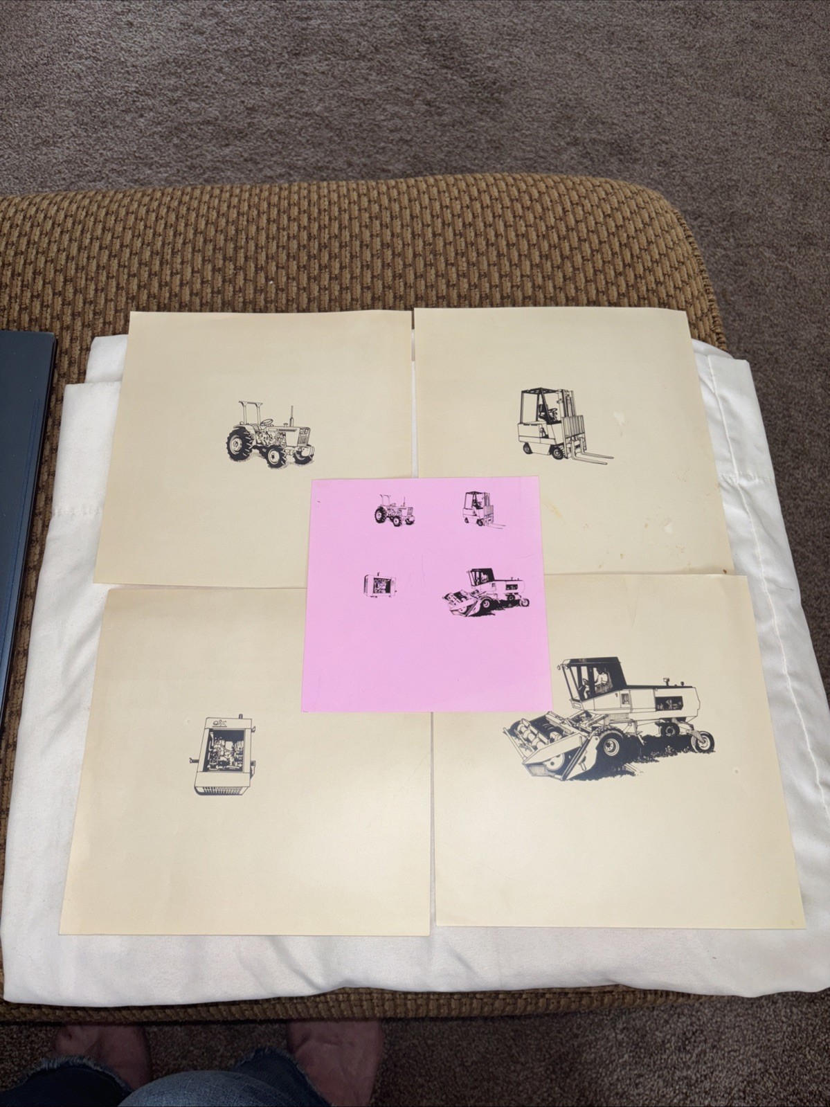 4 Vintage Tractor Prints + Combined Photo, 8” X 8” Perkins Engines, Inc Envelope