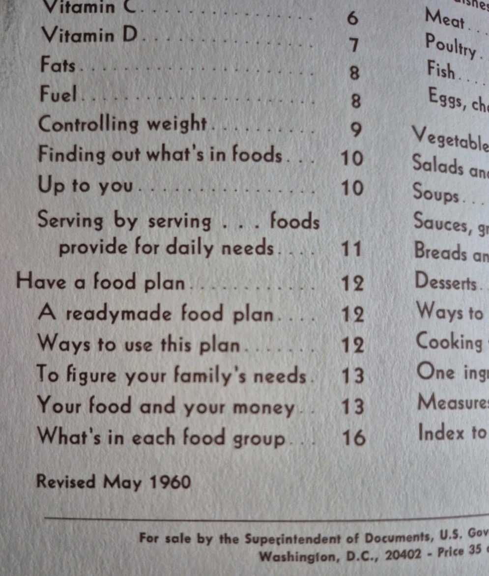 Vintage 1960 Family Fare Food Management and Recipes US Dept Agriculture Todd