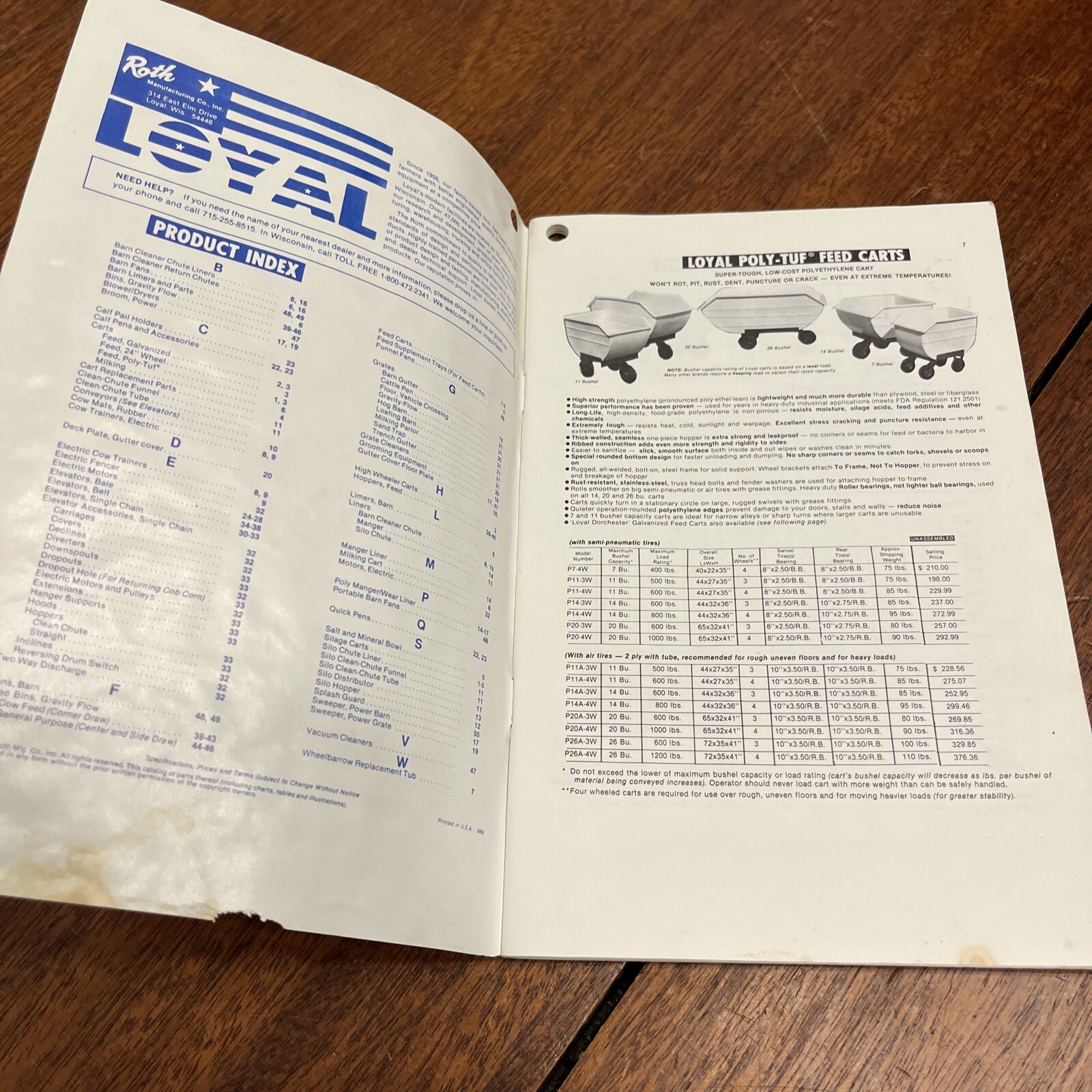 Vintage 1989 LOYAL FARM EQUIPMENT Catalog Roth Manufacturing Farming Collectible