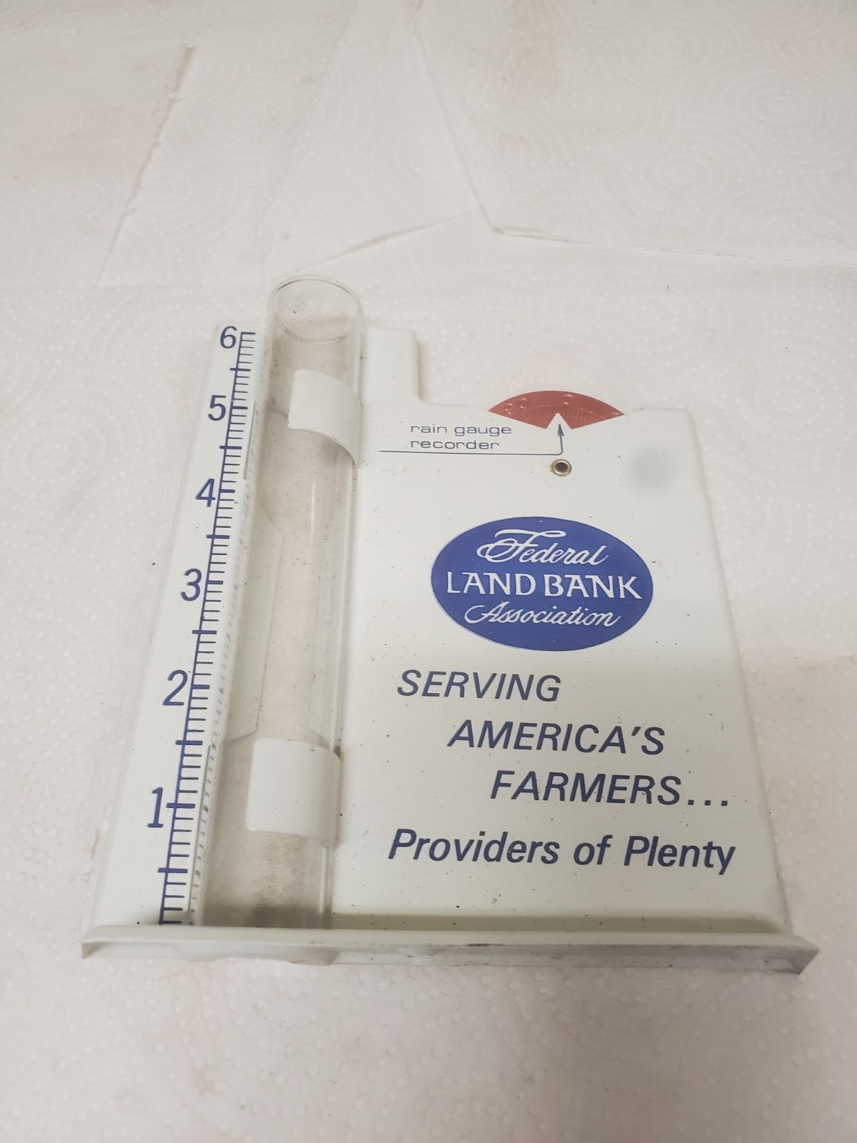 Metal Rain Guage Federal Lank Bank Association Serving America&rsquo;s Farmers