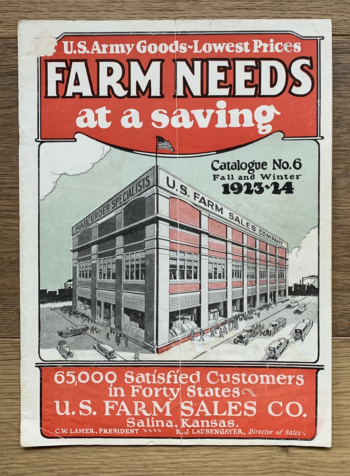 Vntg U.S. ARMY GOODS FARM NEEDS Catalog No. 6 RARE 1923-24 Salina, KS