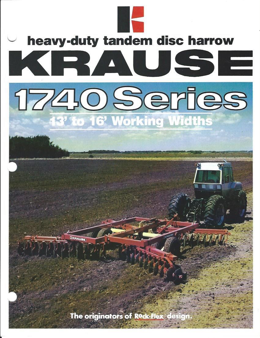 Farm Implement Brochure – Krause – 1740 series Tandem Disc Harrow c1980 (F3938)