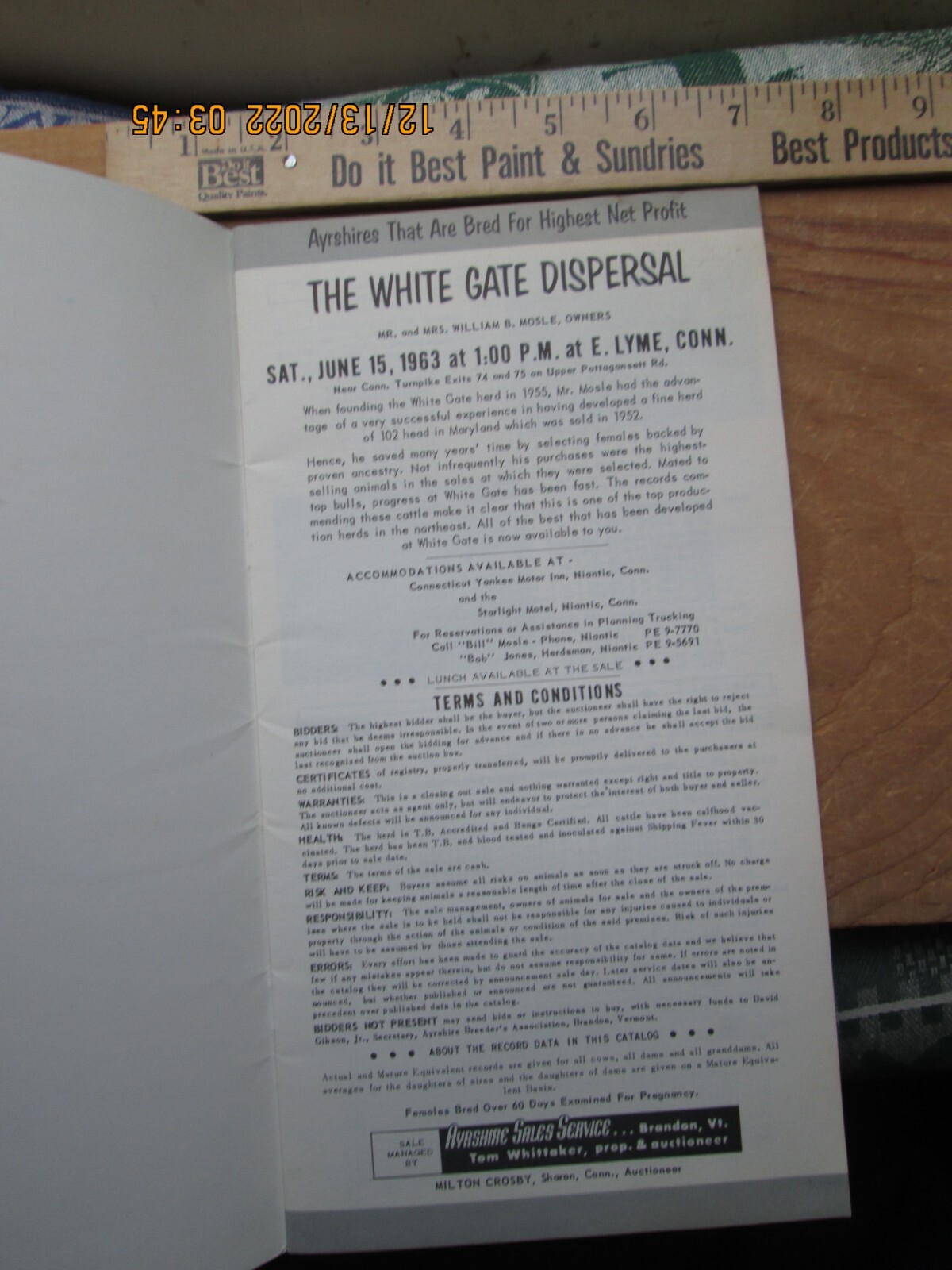 white gate farm east ayrshire dispersal LYME Connecticut booklet
