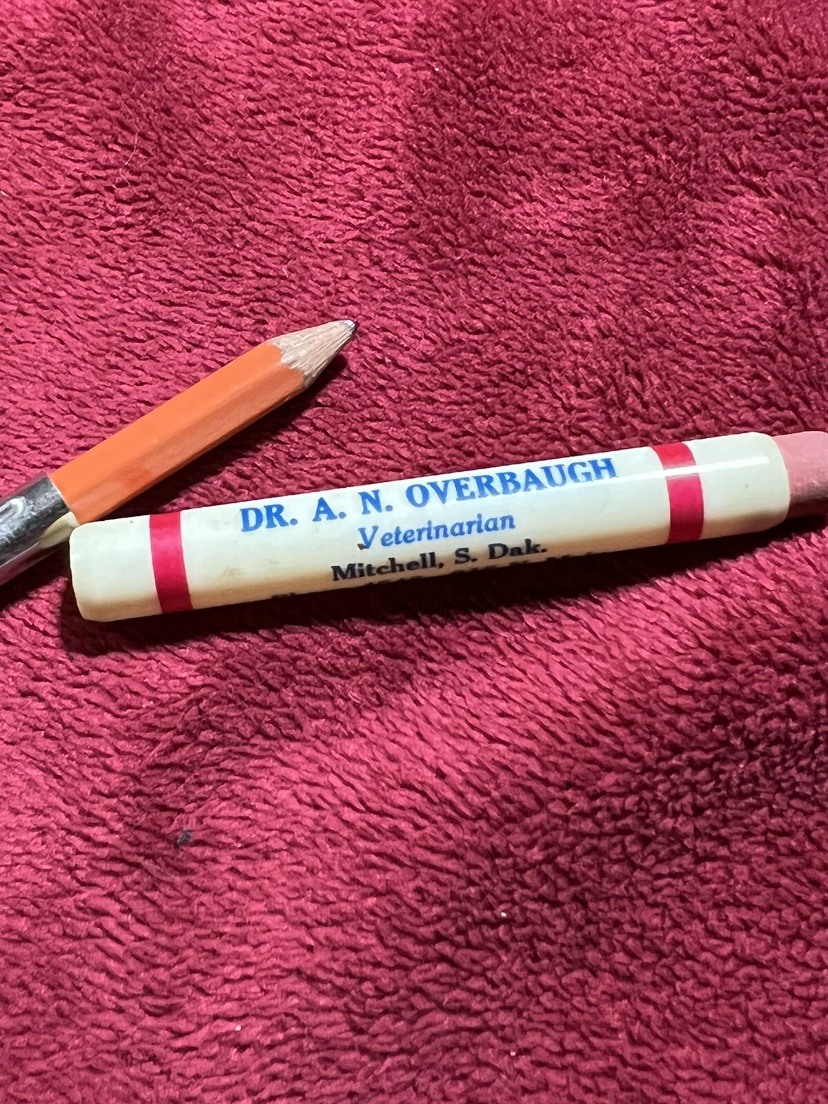 Vintage Bullet Pencil, Dr. A N Overbaugh – Veterinarian from Mitchell, SD.