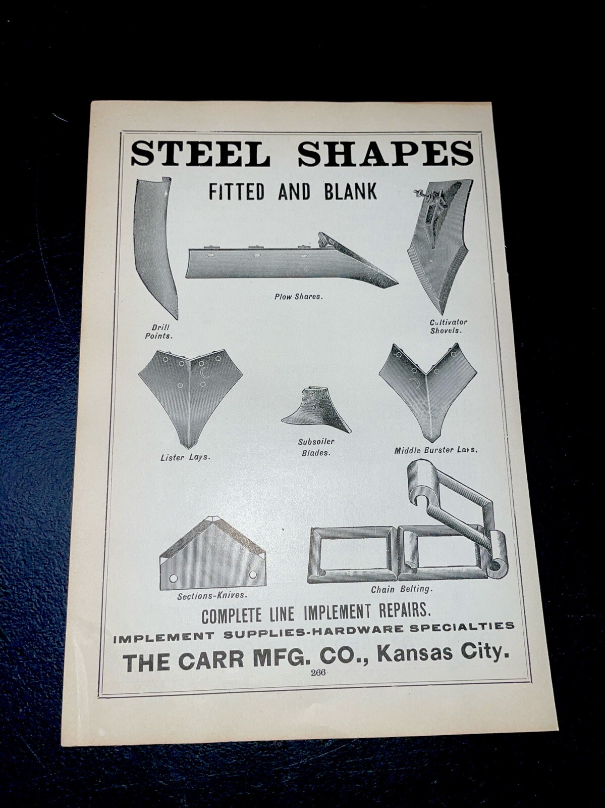 ORIGINAL 1907 Carr Mfg. Farm Implement Advertising – Kansas City