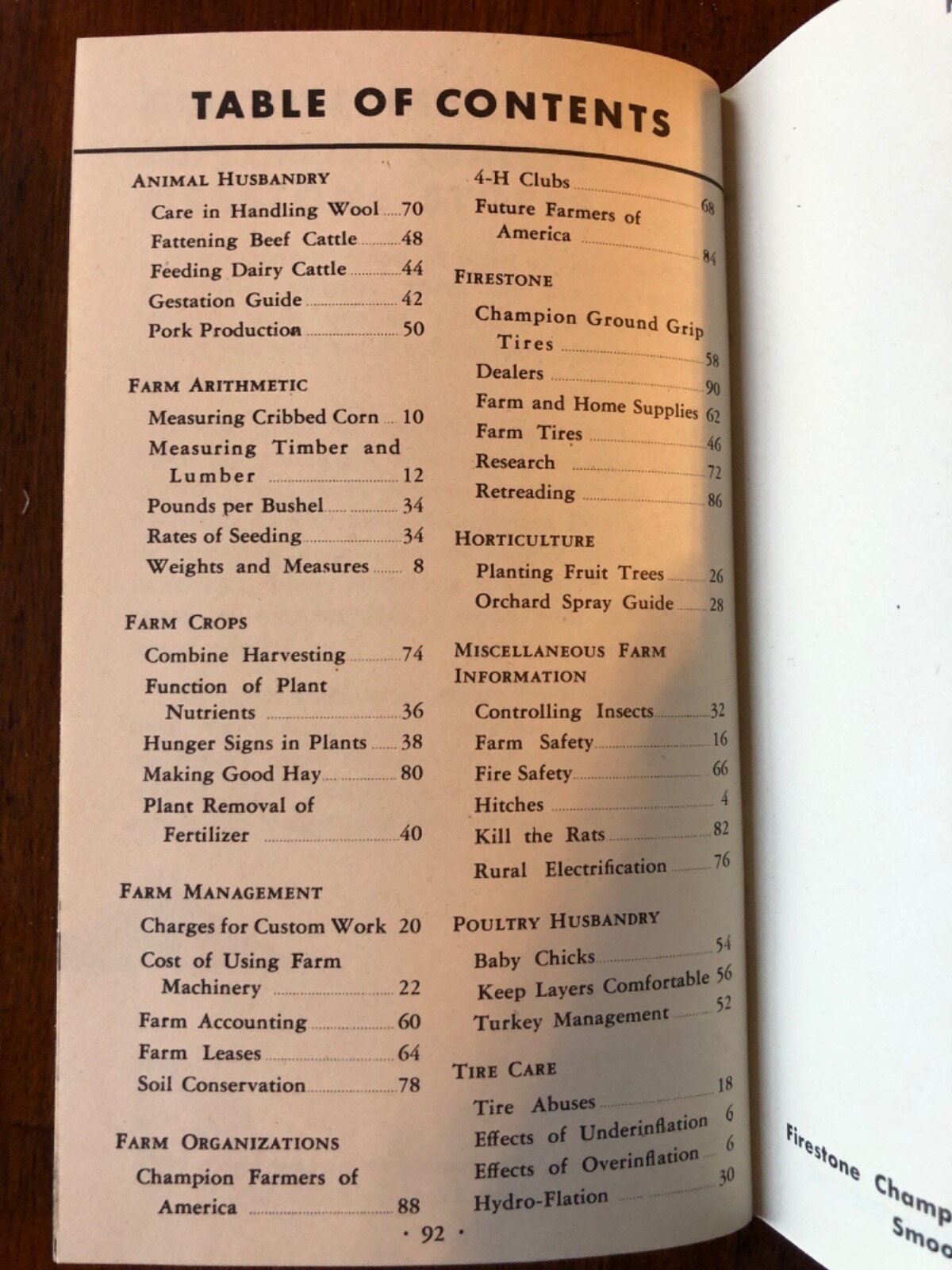 Vintage 1947-1948 FIRESTONE Farm Guide Book, Broadway Battery & Tire-Highland IL