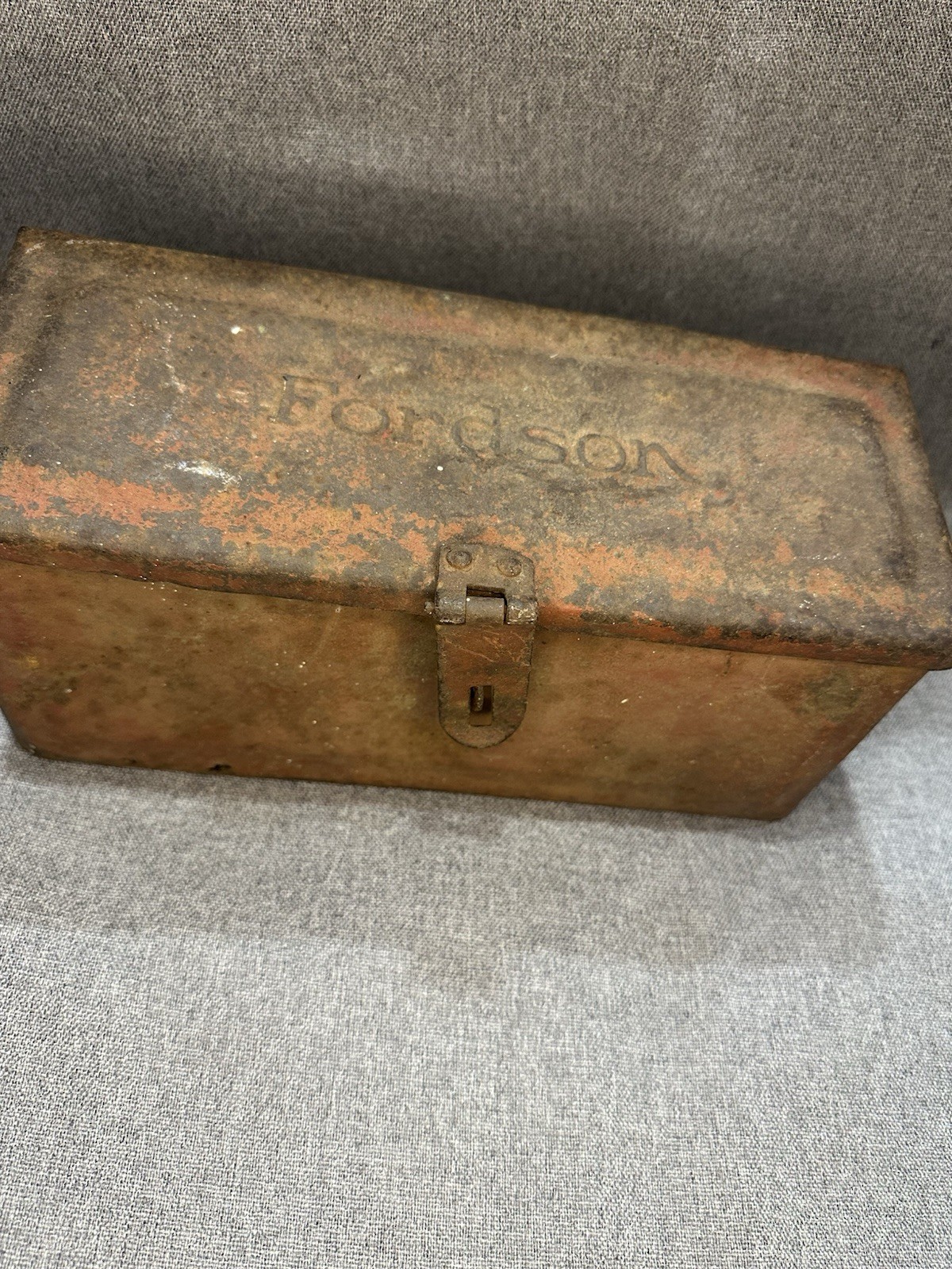 Vintage Fordson Tractor Tool Utility Box Embossed Lid Locking Clasp