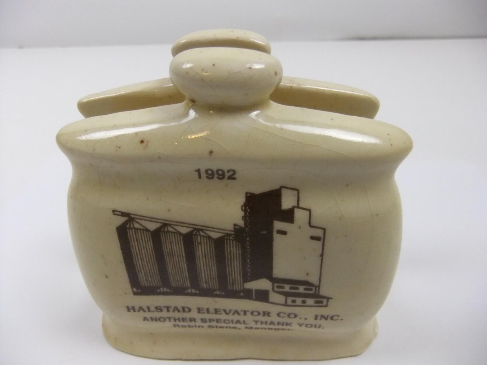 Halstad Elevator Co. Ceramic Napkin Holder Advertising
