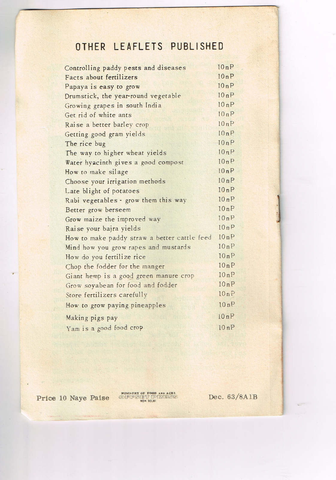 Vintage 1960s Farm Brochure India New Delhi Raise Your Onion Yield