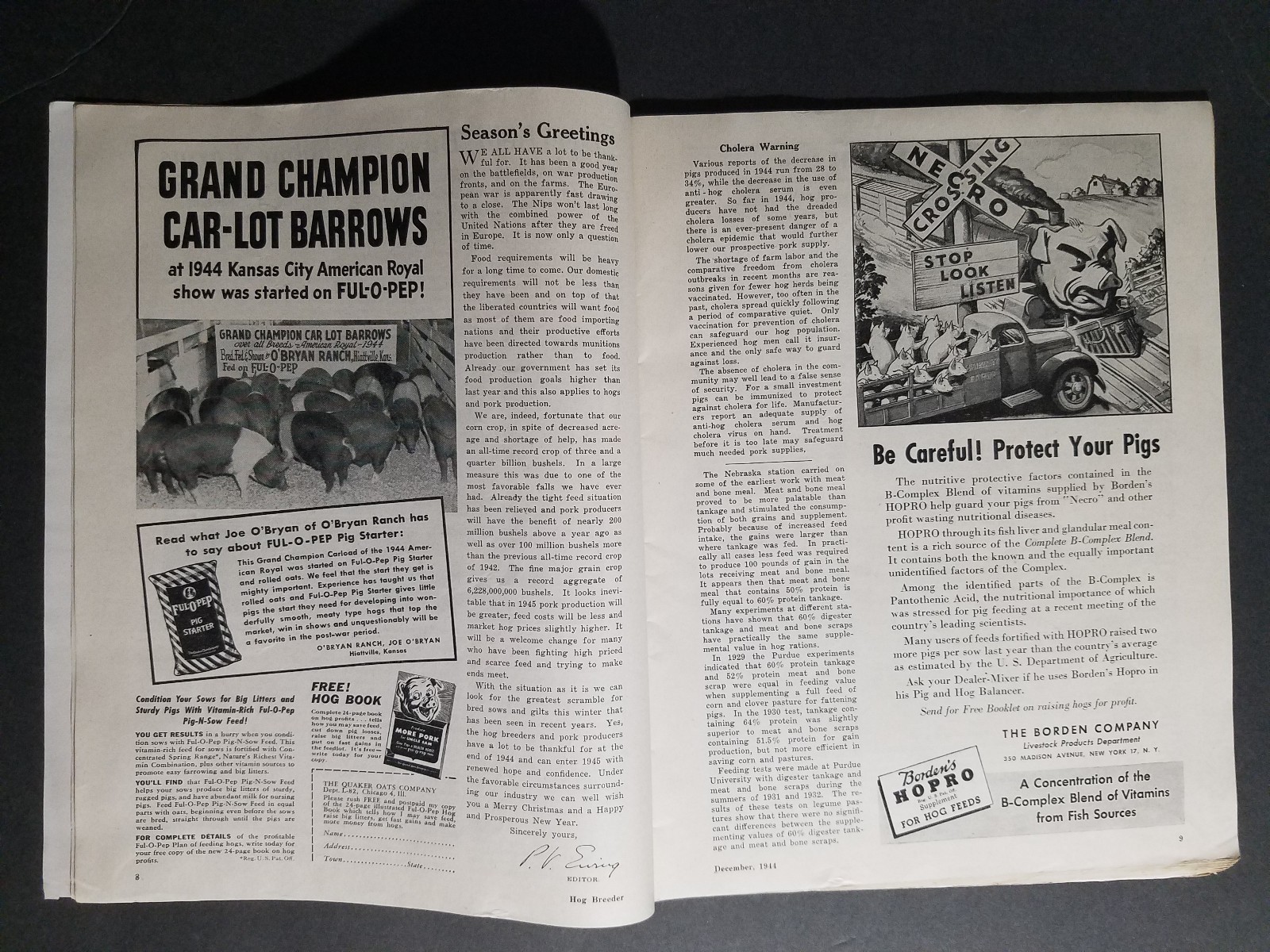 December 1944 Hog Breeder Magazine