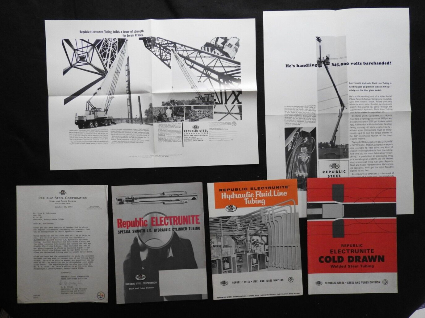 1961-67 Republic Steel Electrunite Steel Tubing Engineering Catalogs Sign Letter