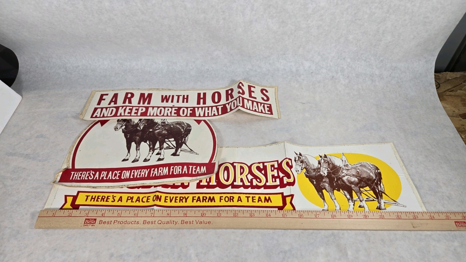 Vintage Lot 3 BELGIAN HORSES Advertising Sticker Place On Every Farm For A Team