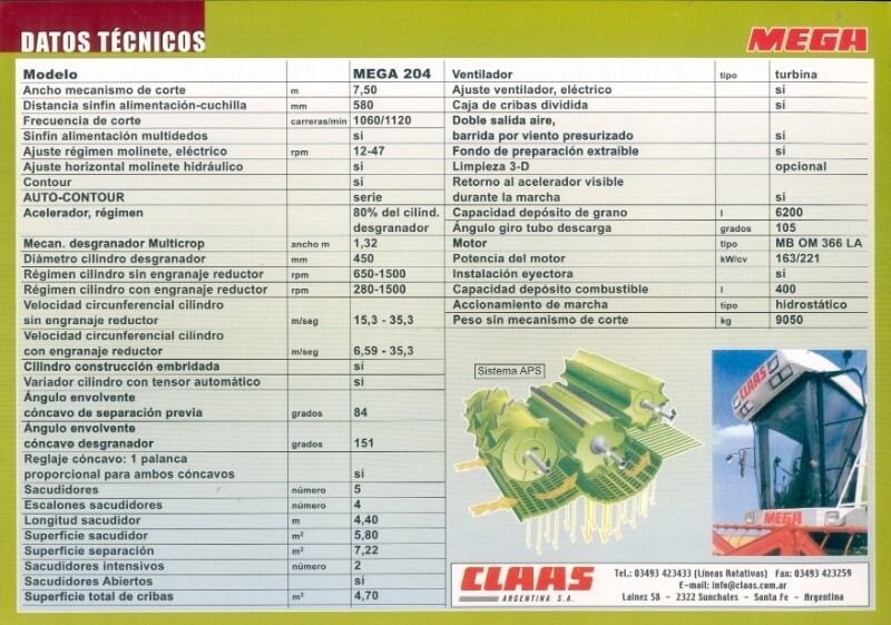 Rare CLAAS Argentina – MEGA COMBINE – Spanish Advertising Sales Brochure / Flyer