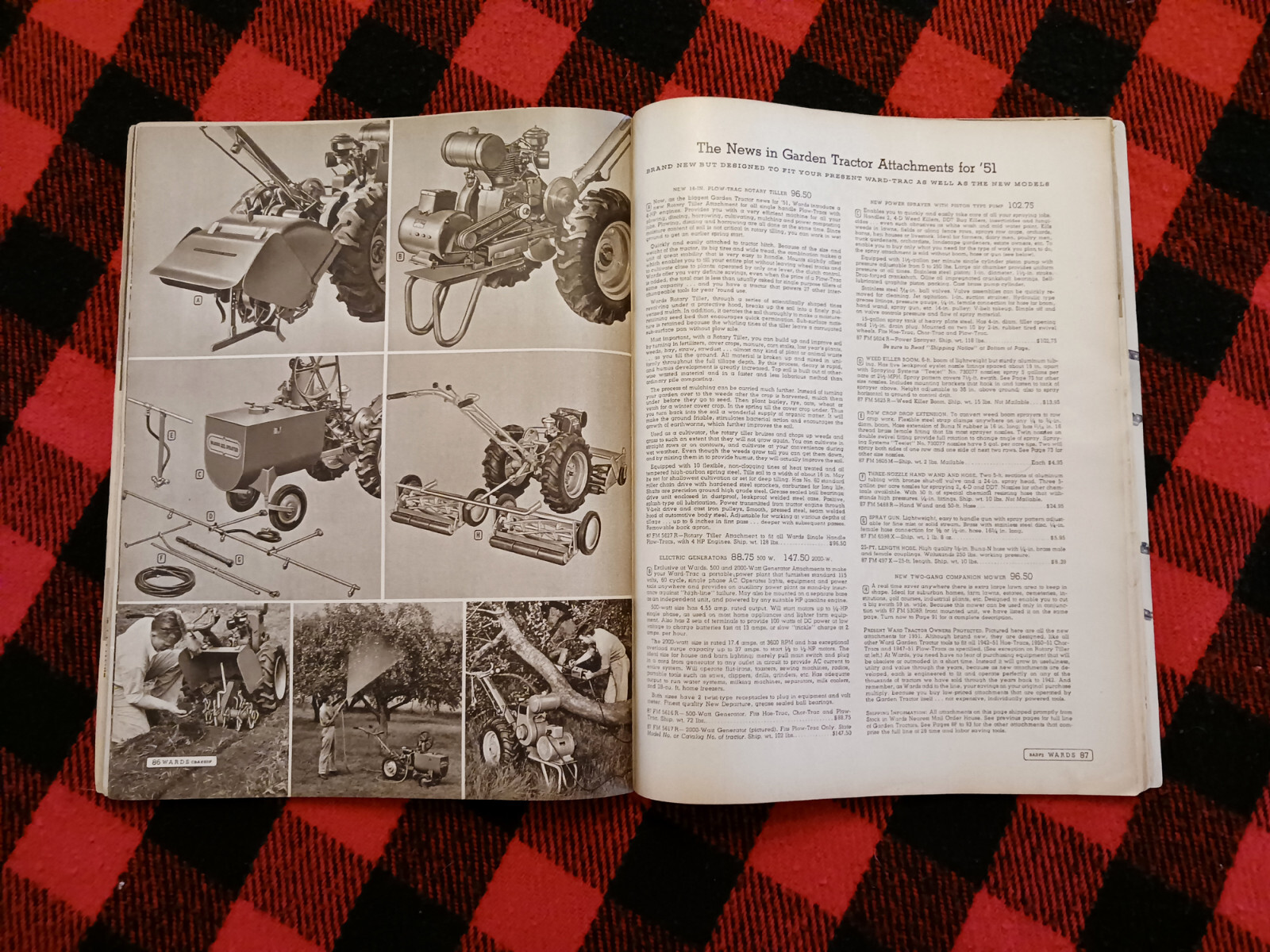 1951 Montgomery Ward Farm Catalog Wards Hoe Plow Trac Garden Tractor