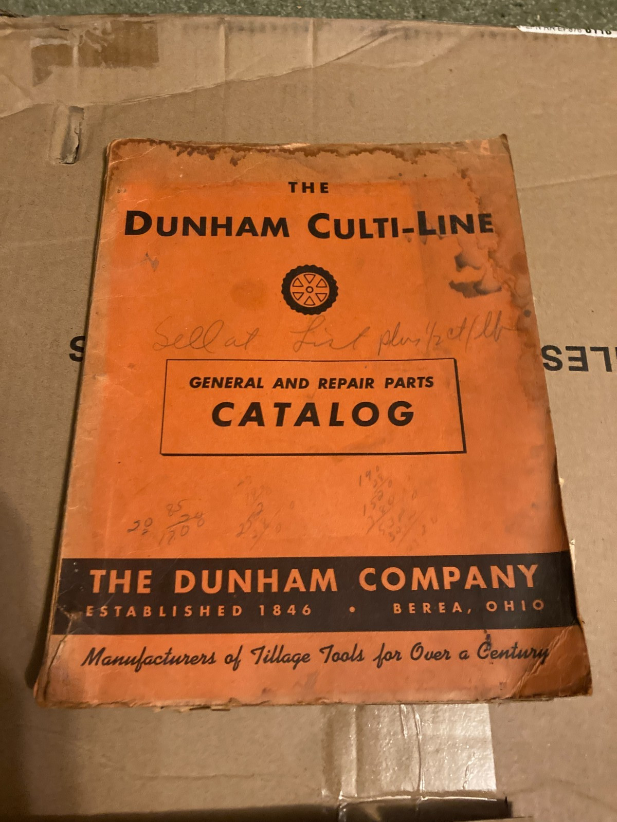 Dunham Culti-Line General and Repair Parts Catalog Sales Implements & Parts list