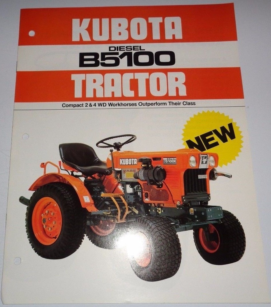 Kubota B5100 Diesel 2WD and 4WD Tractor Sales Brochure literature advertising ad