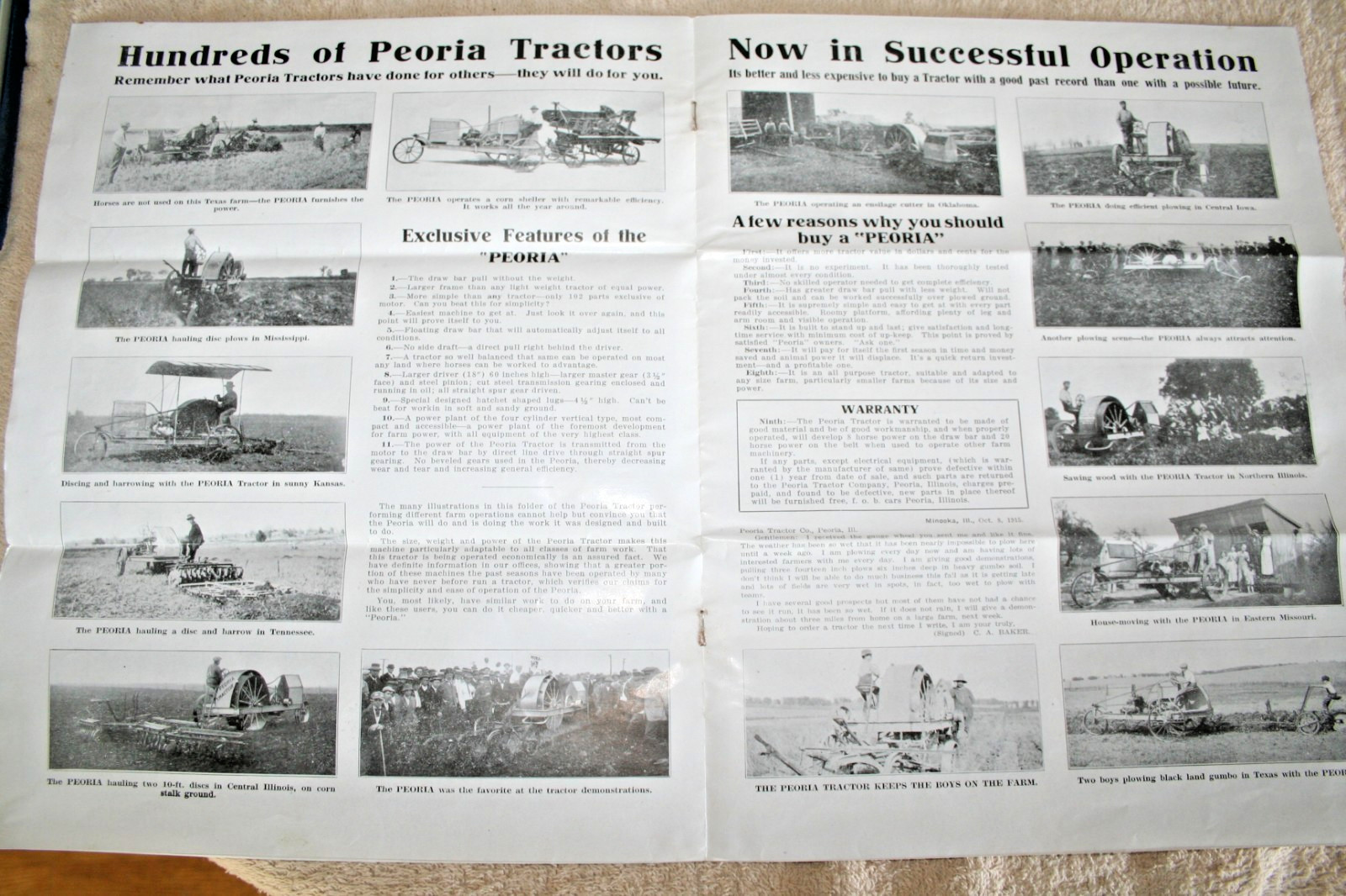 PEORIA TRACTOR CO. BROCHURE 1916