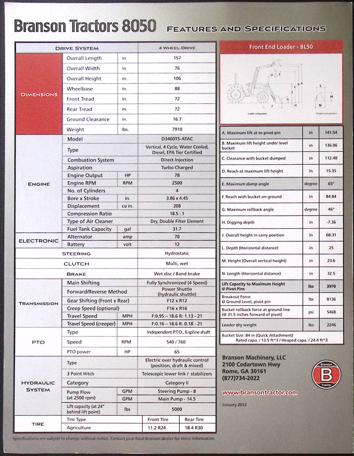 Branson Tractor Next Generation, 6640, 2810, 3510,3520,4020,4520,20 series, comp