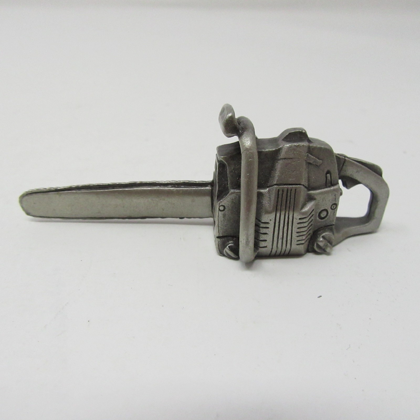 Miniature Metal Chainsaw Figurine Logging Tool Dollhouse Accessory © G.D Vintage