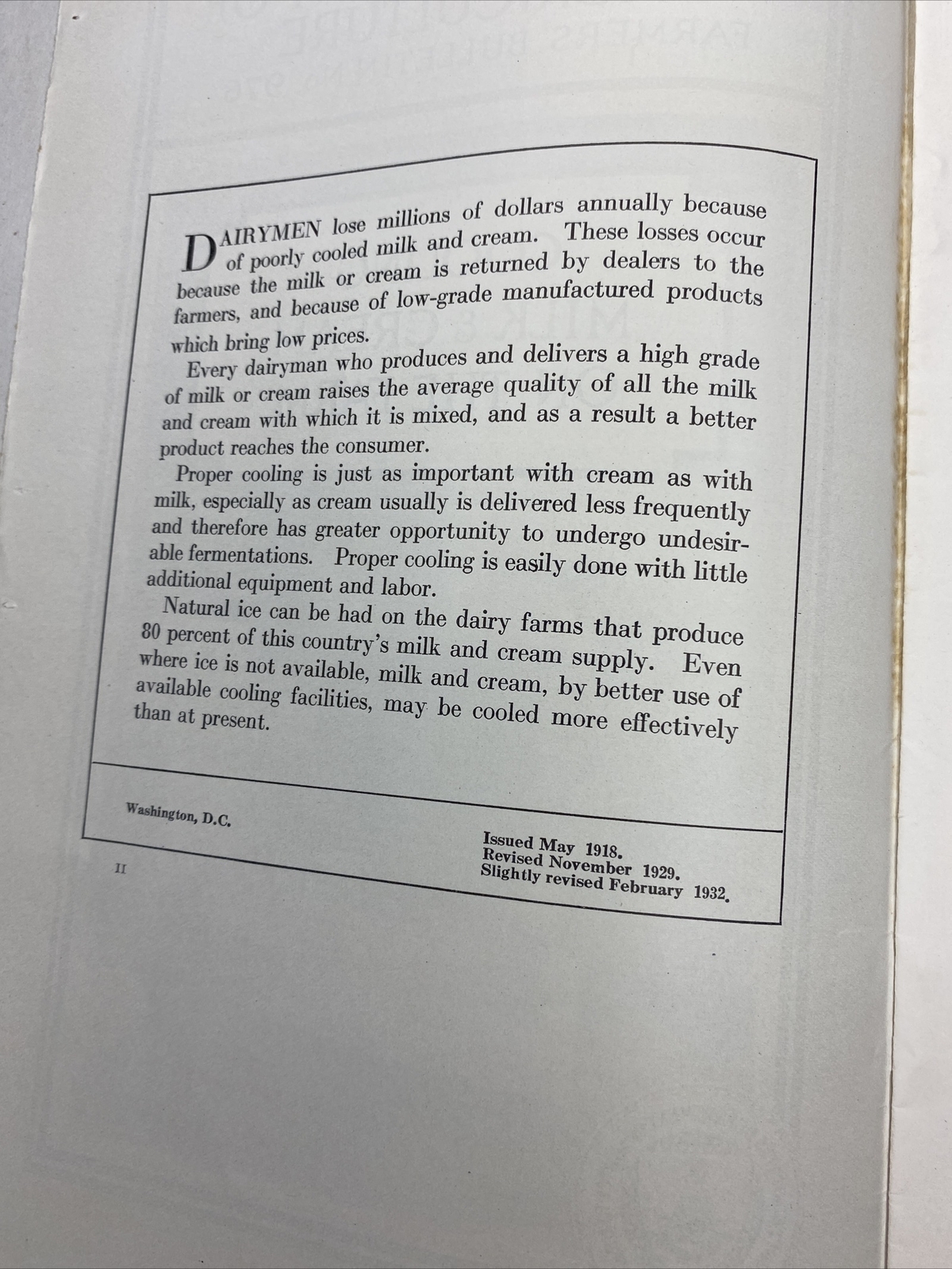 1940 USDA Farmers&rsquo; Bulletin No. 976 Cooling milk and cream on the farm